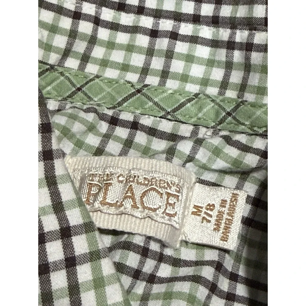 The Childrens Place Linen Button Down Shirt Medium 7/8 100% Cotton